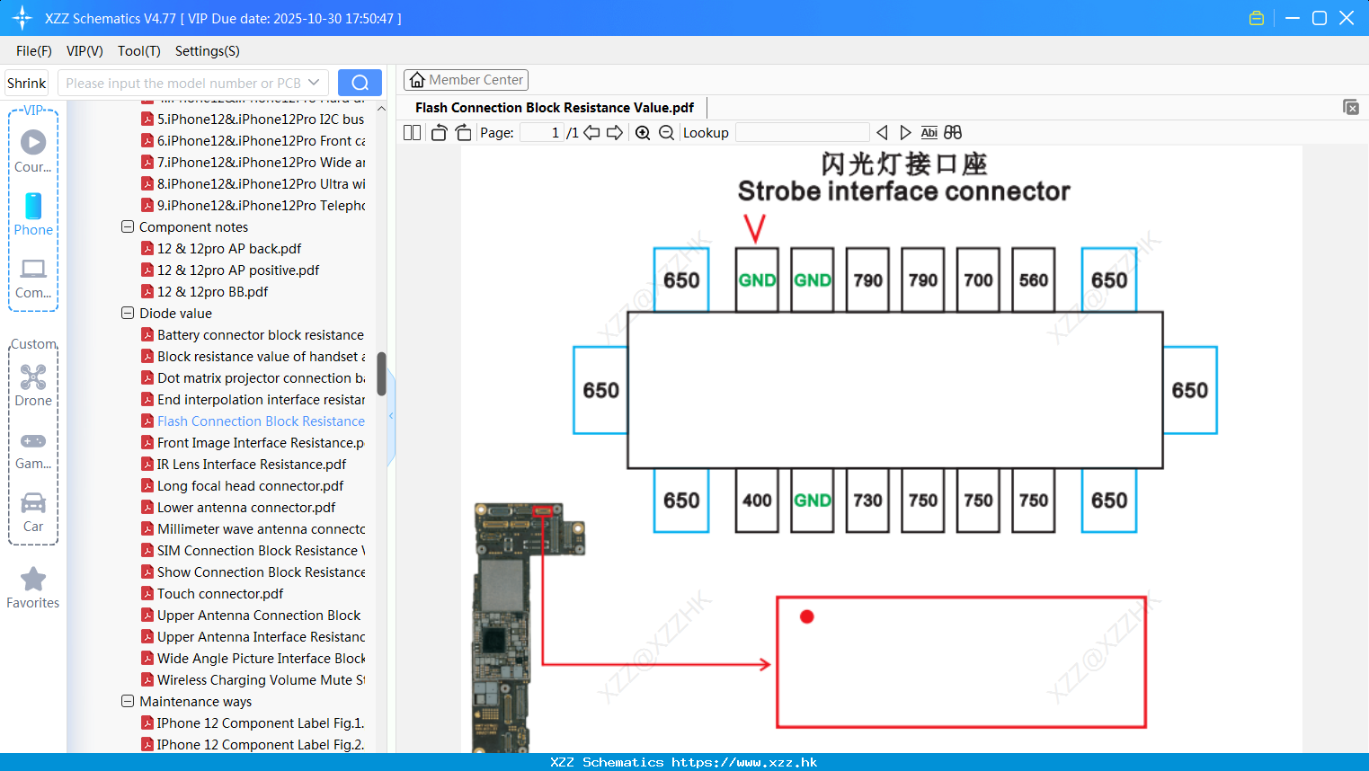 IPhone Flash Connection Block Resistance Value
